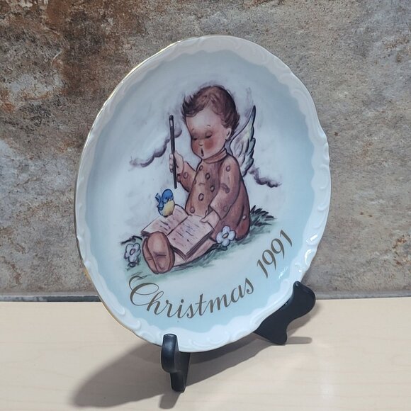 Schmid Hummel Christmas 1991 A Message From Above Decorative Wall Hanging Plate - Picture 8 of 11